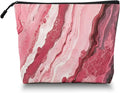 Scribesense Cosmetic Bags Travel Makeup Toilet Case Waterproof Pouch for Women Girls 6.7X9.45inches - Abstract Painting With Pink And Red Swirls