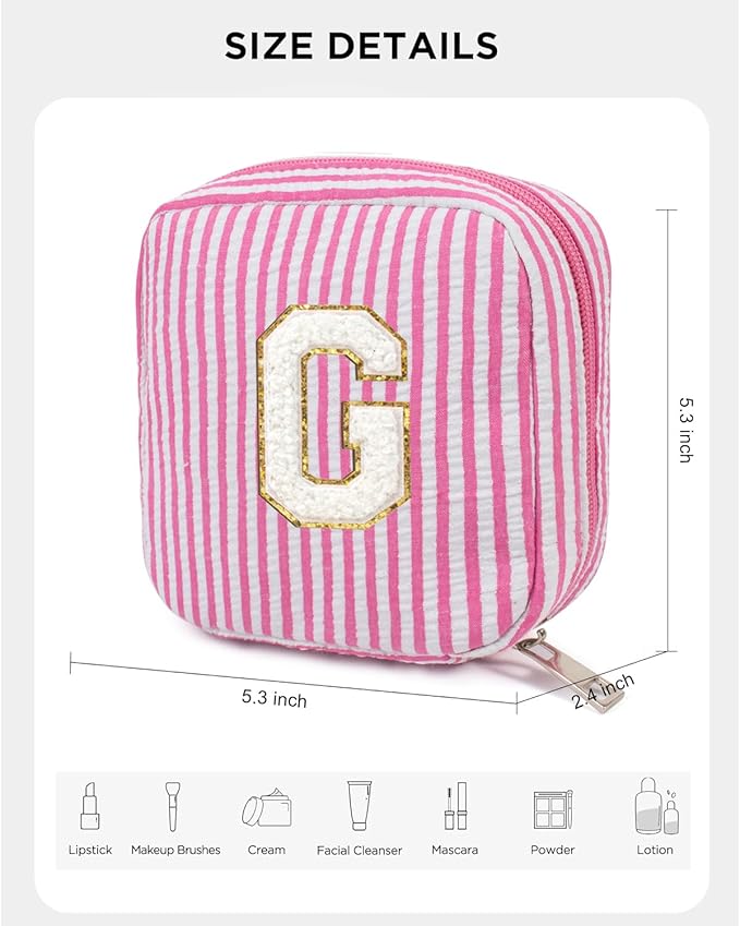 LETGO Easter Basket Gifts Makeup Bag for Women - Monogram Cosmetic Bag Travel Toiletry Bag Brush Holder Birthday Gifts for Women Her Wedding Bridesmaid Friend Sister Teacher Wife Grandma