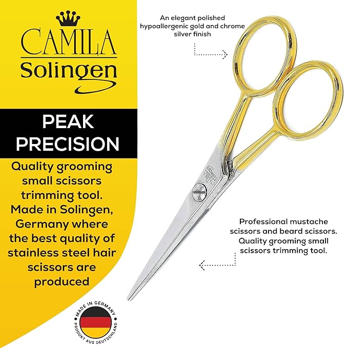Camila Solingen CS45 Hair Scissors Professional 4.5" Very Sharp Grooming Scissors. Razor Edge Barber Hair Cutting Scissor. Steel Hair Cutting Shears for Salon. Made of in Solingen, Germany
