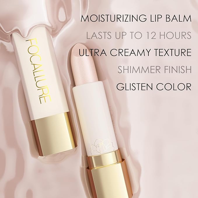 FOCALLURE Diamond Shimmer Lipstick, Pearly Metallic Finish, Moisturizing Sparkly Glitter Lip Color, Long Lasting, Independence Day Gift, Flower Dance