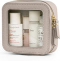 Popvibe Clear Makeup Bag Travel Cosmetic Case Toiletry Bag with Zipper Make Up Organizer Traveling Compact Car Bag Stone Mini