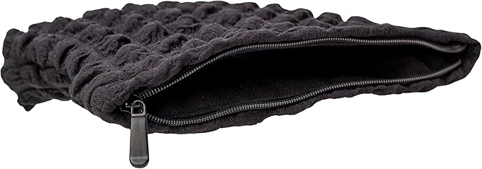 Flat Makeup Bag for Women,Zipper Cosmetic Pouch for Purse,Bubble Black