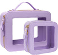 2Pcs Travel Clear Makeup Bag, Purple Mahjong Tile Bag Cosmetic Case with Zipper Portable Makeup Pouch Toiletry Bag Women Traveling Cosmetic Organizer Storage Bag Car Organizer Car Essentials for Women