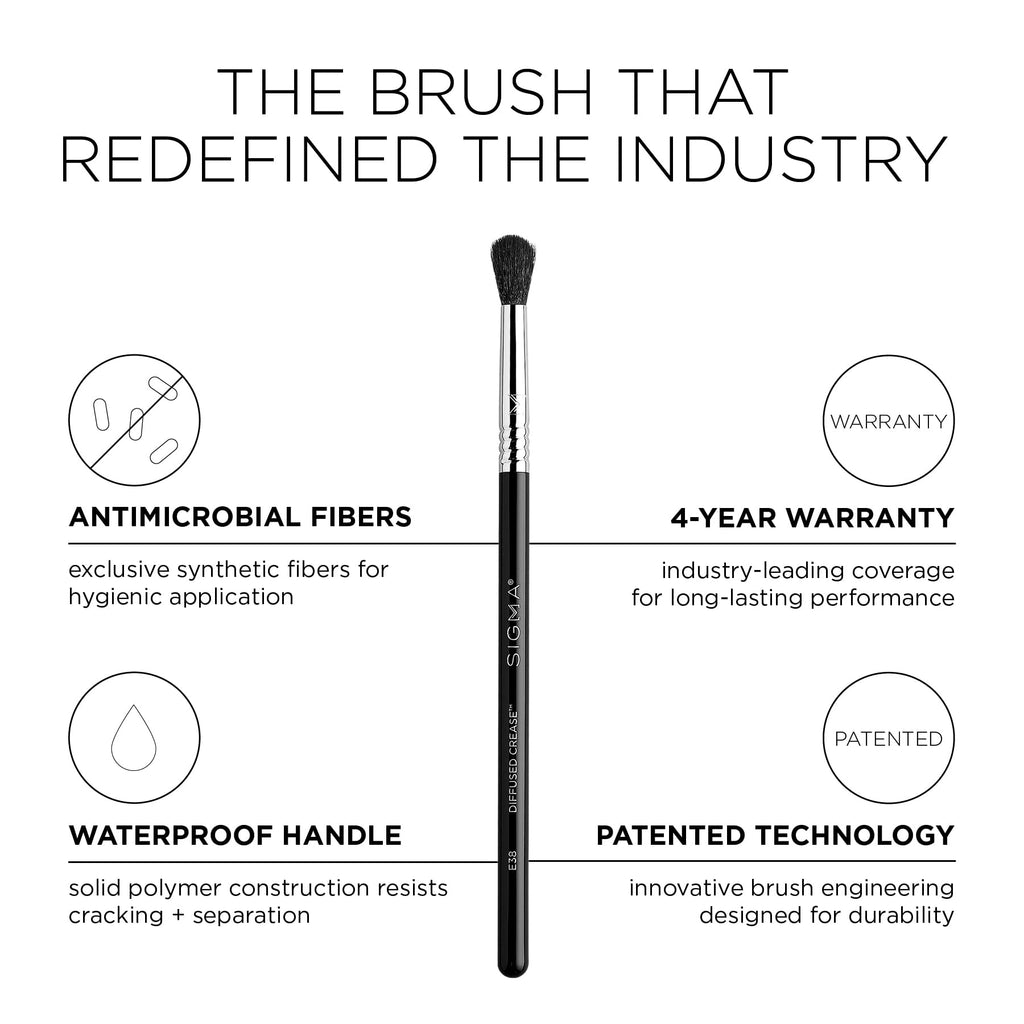 Sigma Beauty E38 Diffused Crease™ Brush, Eyeshadow Blending Brush, Soft