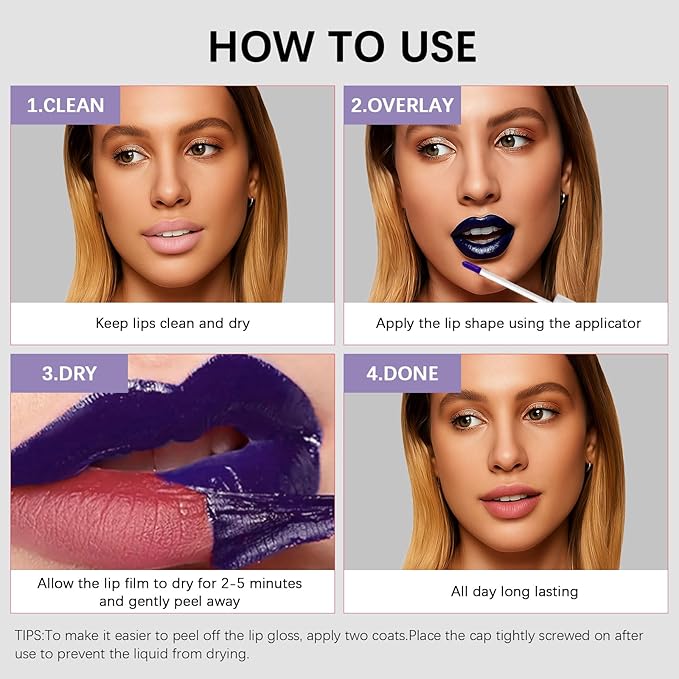 QueenDiary Lip Stain Peel Off Lip Gloss All Day Long Lasting Waterproof And Transferproof Lip Tint - Matte Finish Peel Off Lip Liner
