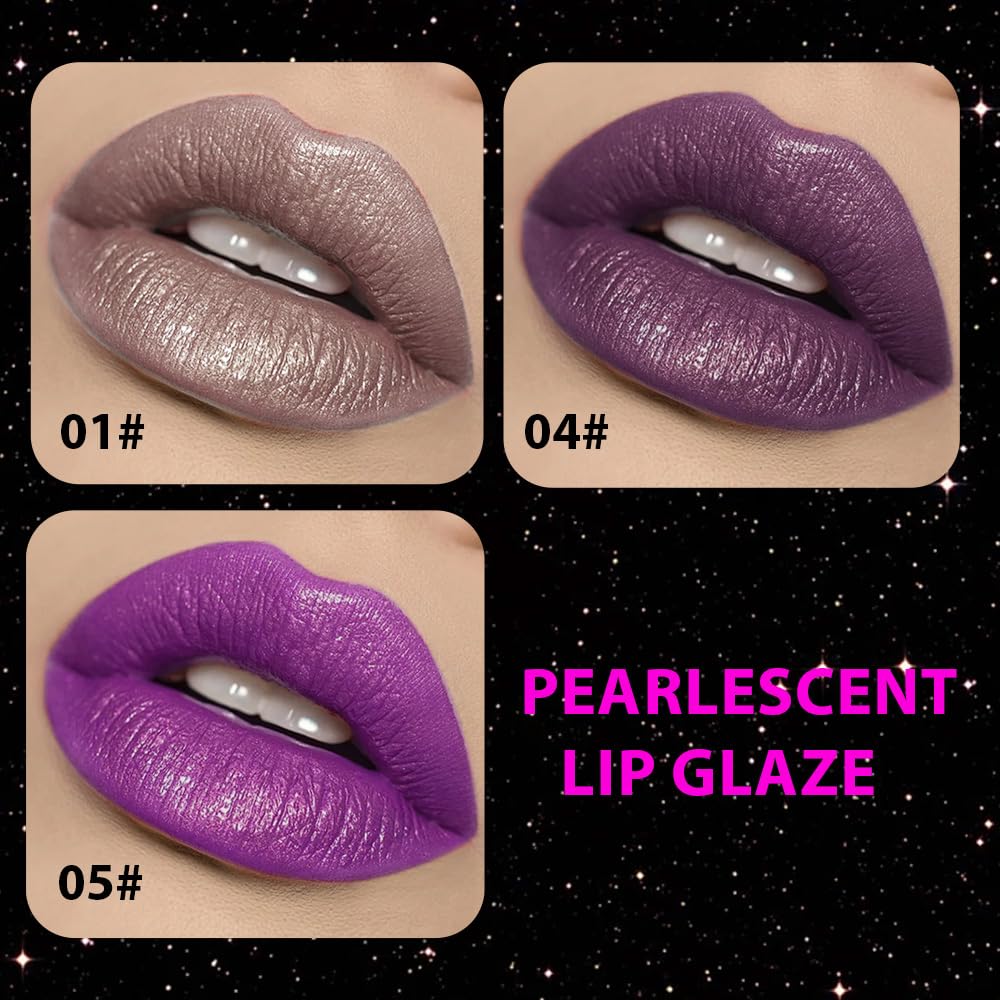 CAKAILA Taupe Purple Dark Purple Metallic Lipstick for Women,Glitter Sparkling Liquid Lipstick,Long Lasting Waterproof Lightweight Non-Drying Bold Dark Lip Gloss for Gothic Stage Makeup,Vegan