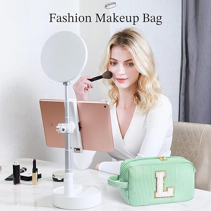 YOOLIFE Personalized Birthday Gift for Women - Monogram Initial Makeup Cosmetic Bag for 20th 30th 40th 50th 60th Birthdays