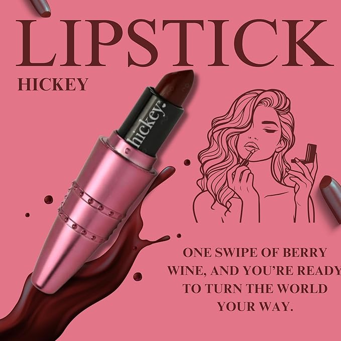 Hickey Refillable Pendant Lipstick, Big Trouble[Berry Wine] – Wearable Satin Lip Color on a Chain, Refillable Clean Beauty, Full Lipstick Included
