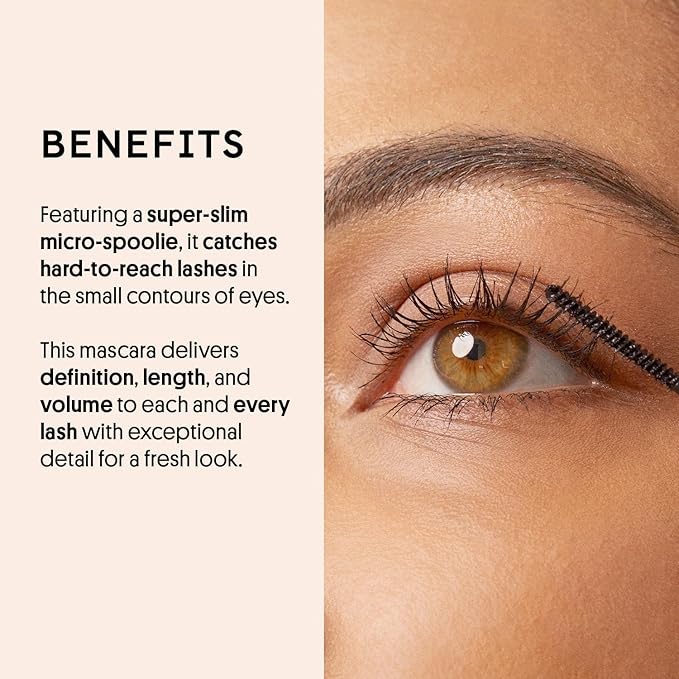 Winky Lux Detail Oriented Mascara – Slim Tightline Mascara with Skinny Micro Spoolie, Lengthening, Volumizing, Defining, Curling & Buildable Formula, Type A Black