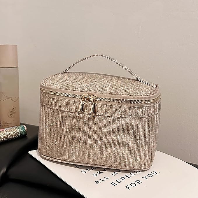 EURYNOME Makeup Bag with Custom Letter X, Water-Resistant Travel Organizer Pouch, (8.3x5.1x5.1 Inch) Cosmetic Case for Women