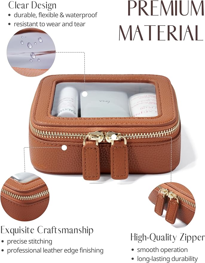 Popvibe Clear Makeup Bag Toiletry Case Travel Transparent Cosmetic Bag with Zipper, Portable Make Up Organizer Traveling Compact Car Bag for Essentials