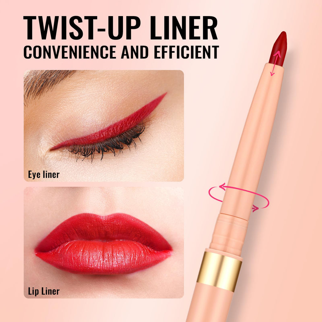 Oulac Waterproof Lipliner Pencil - Smooth and Creamy, Retractable Lip Makeup for Precision Application, Vegan & Cruelty-Free, LL08 Ruby