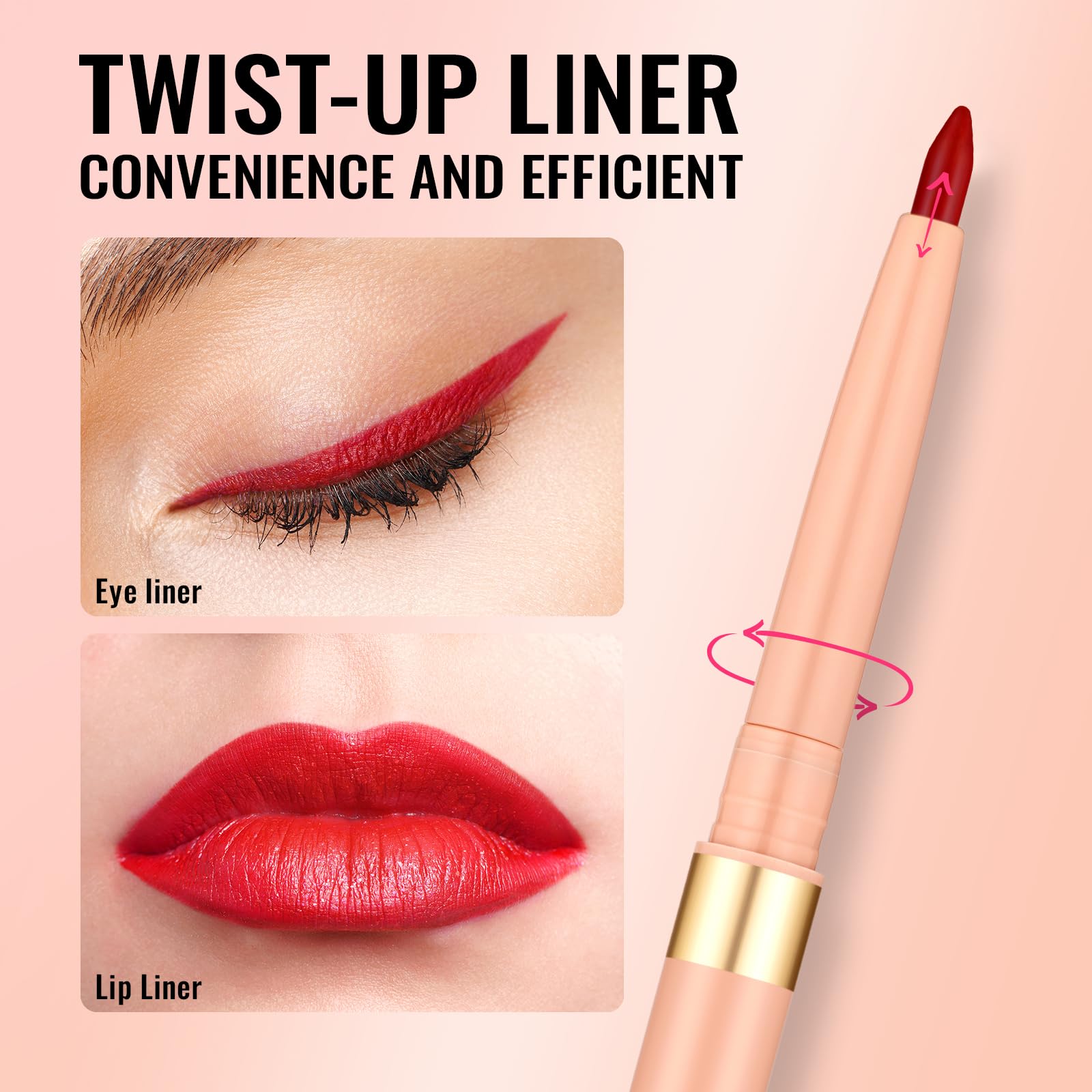 Oulac Waterproof Lipliner Pencil - Smooth and Creamy, Retractable Lip Makeup for Precision Application, Vegan & Cruelty-Free, LL08 Ruby