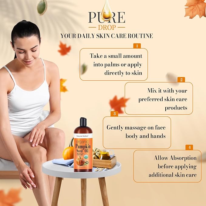 Pumpkin Seed Oil 16 Fl Oz - Moisturizing Oil for Face, Hair, Skin & Nails