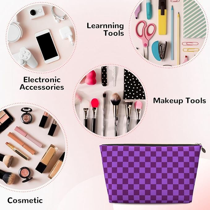 Dultua Mothers Day Gifts Makeup Bag Purse Cosmetic Bag Travel Toiletry Leather Make Up Bags for Mom Wife Women Daughter Elegant Purple