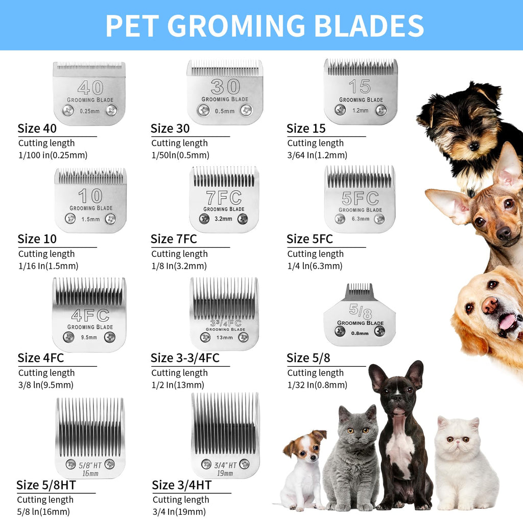MEMIRY Size 4FC+5FC+7FC Detachable Dog Grooming Blades, Compatible with Andis, Oster A5, Wahl KM10 Series Clippers, Silver (3 Packs)