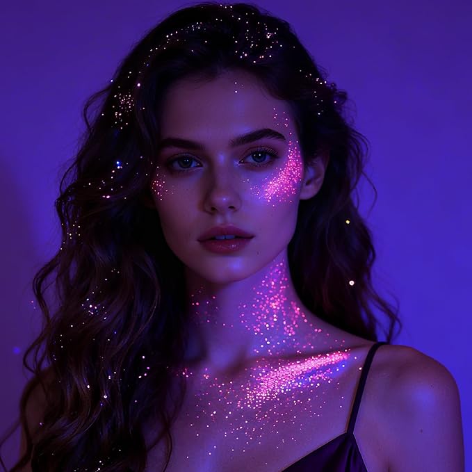 DAGEDA Light-Reactive to Pink Body Glitter Gel, Hair Face Glitter Makeup