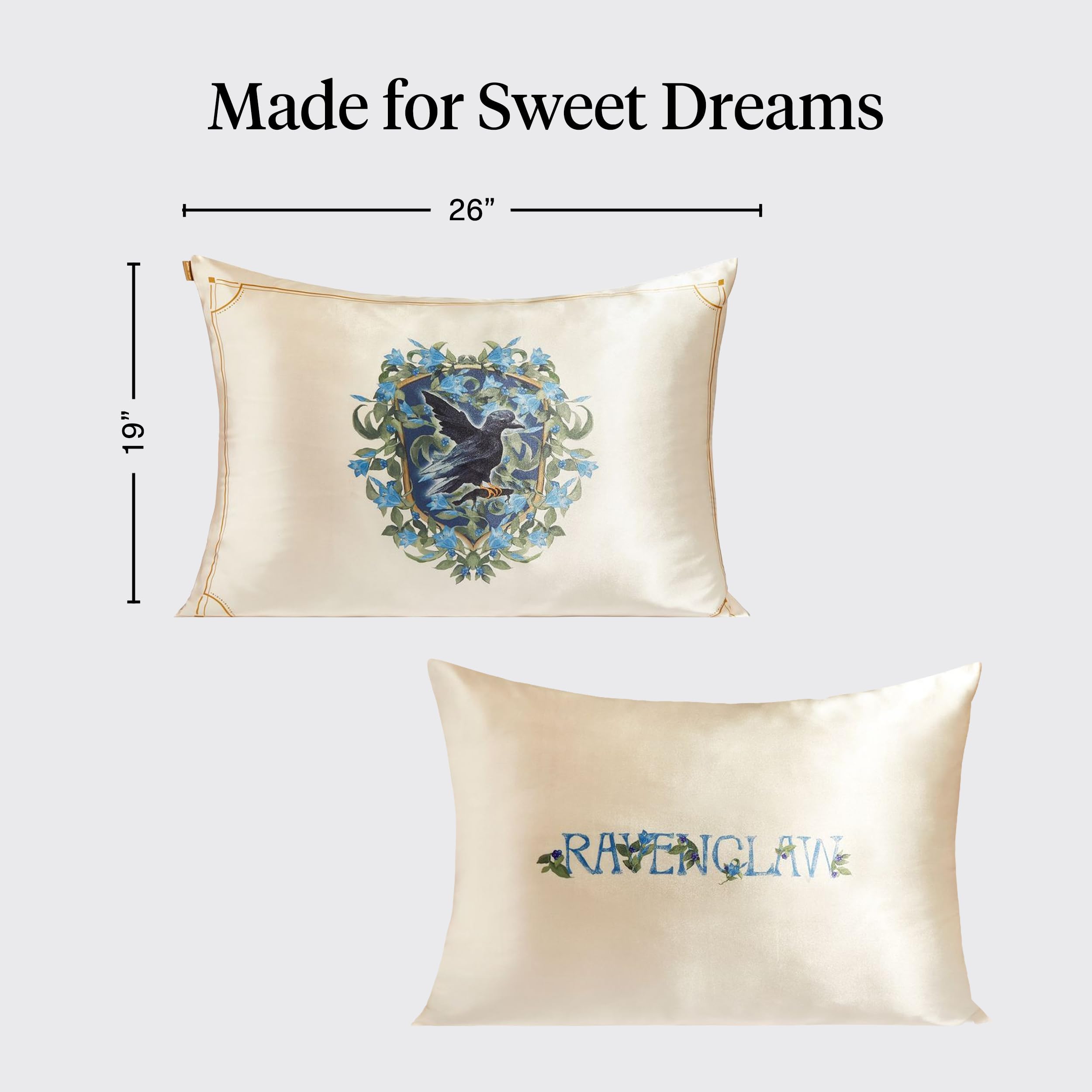 Kitsch & Harry Potter Satin Pillowcase W/Zipper - Size 19x26, Ravenclaw