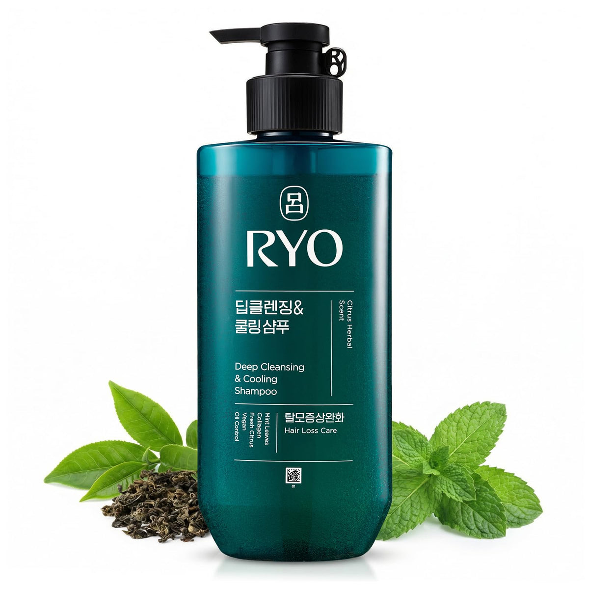RYO Damage Care & Nourishing Shampoo with Korean Ginseng & Caffeine - Repair and Moisturizing, Anti Loss Care, Strengthening hair roots, 16 Fl Oz.