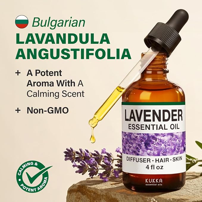 100% Pure Lavender Essential Oil for Diffuser, Skin, Hair, Aromatherapy & Soap Making Scent - Huge 4 Fl Oz