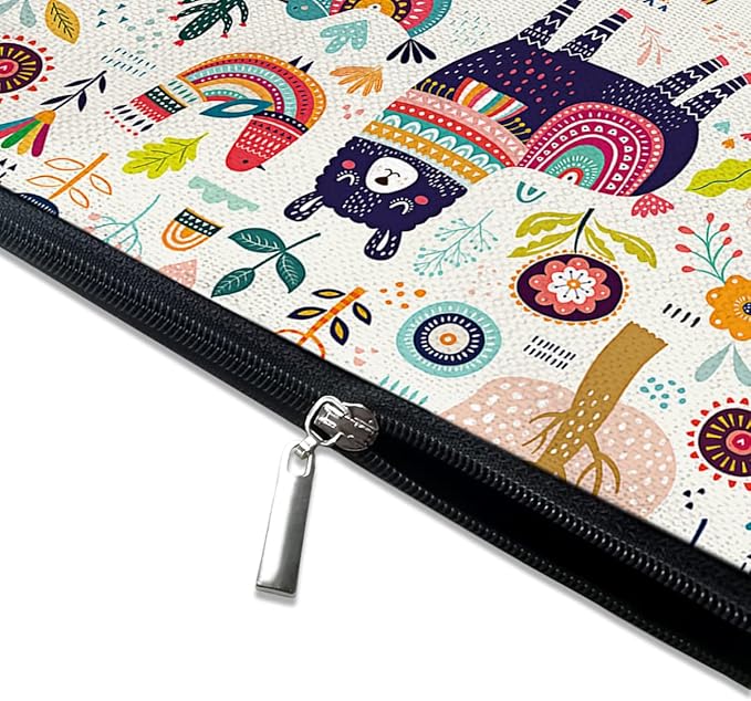 Givotin Cute Makeup Bag for Purse Canvas Waterproof Funny Cosmetic Bags for Women Zipper Travel Toiletry Pouch-Alpaca Makeup Bags-Creamy