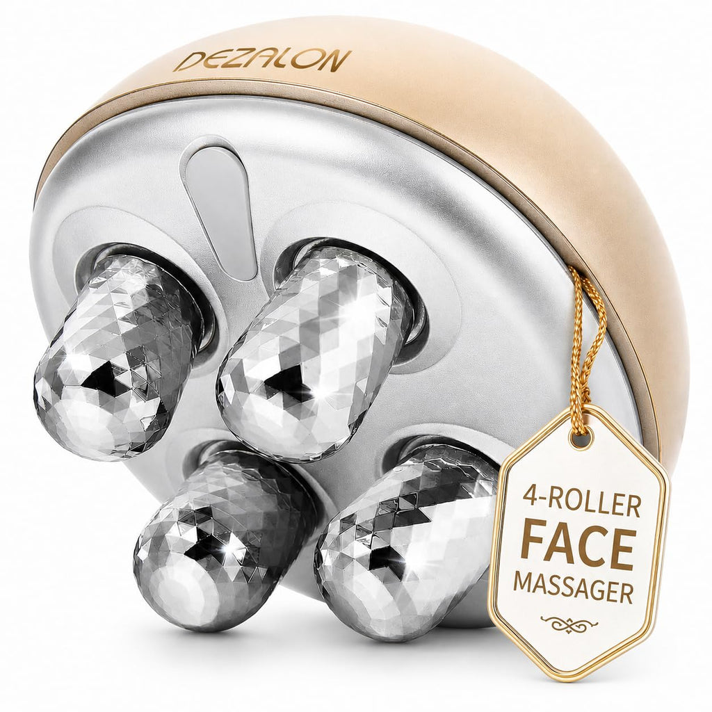 DEZALON Face Massager Tool, Eye and Neck Massager, Face Roller, Beauty Tools for Relaxing Facial Massage and Skin Care Routine, Gold