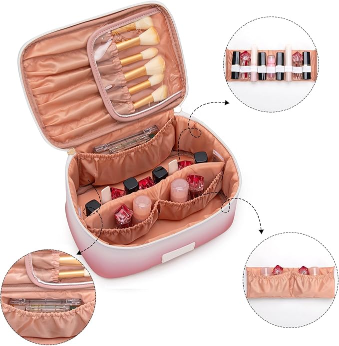Wrangler Travel Makeup Bag 2pcs Set Cosmetic Bag with Makeup Brush Holder