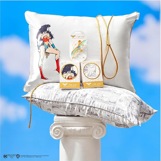 Kitsch x Wonder Woman Satin Pillowcase, Size 19x26 - Believe in Wonder