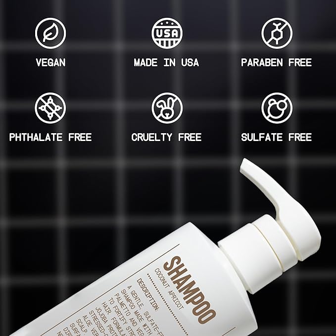 Blu Atlas Natural Shampoo for Men — Sulfate-Free for All Hair Types, 15 Ingredients, No Filler, Helps with Dandruff and Dry Scalp — Coconut Apricot Scent, 16 oz