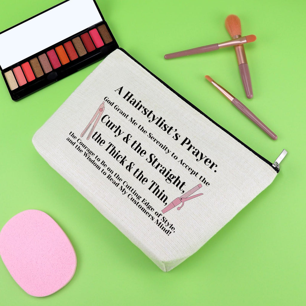 Hairdresser Gifts Hair Stylist Prayer Makeup Bag Hair Stylist Presents Hairstylist Gift Christian Appreciation Presents for Salon Religious Birthday Cosmetic Bag Cosmetology Graduation Travel Pouch
