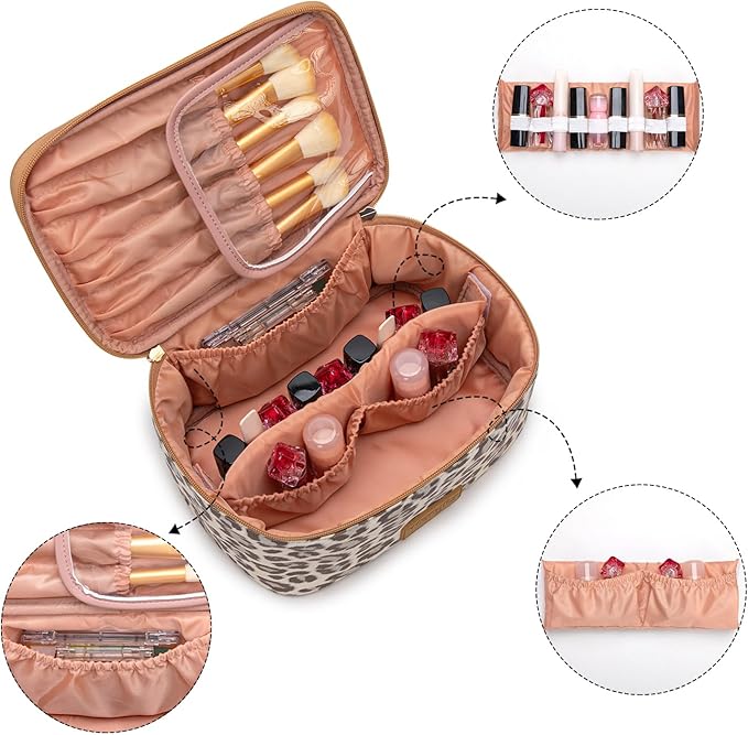 Wrangler Travel Makeup Bag 2pcs Set Cosmetic Bag with Makeup Brush Holder
