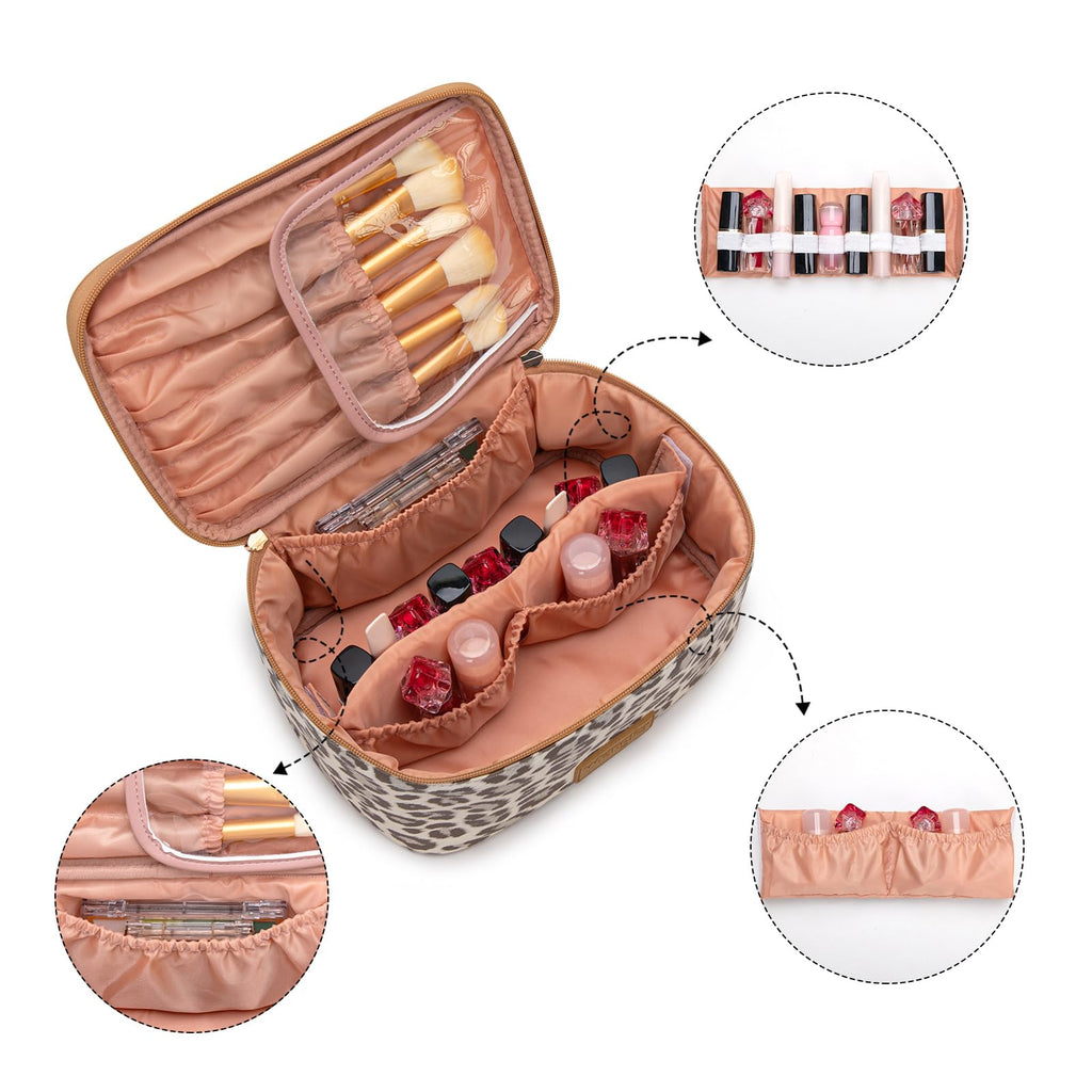 Wrangler Travel Makeup Bag 2pcs Set Cosmetic Bag with Makeup Brush Holder
