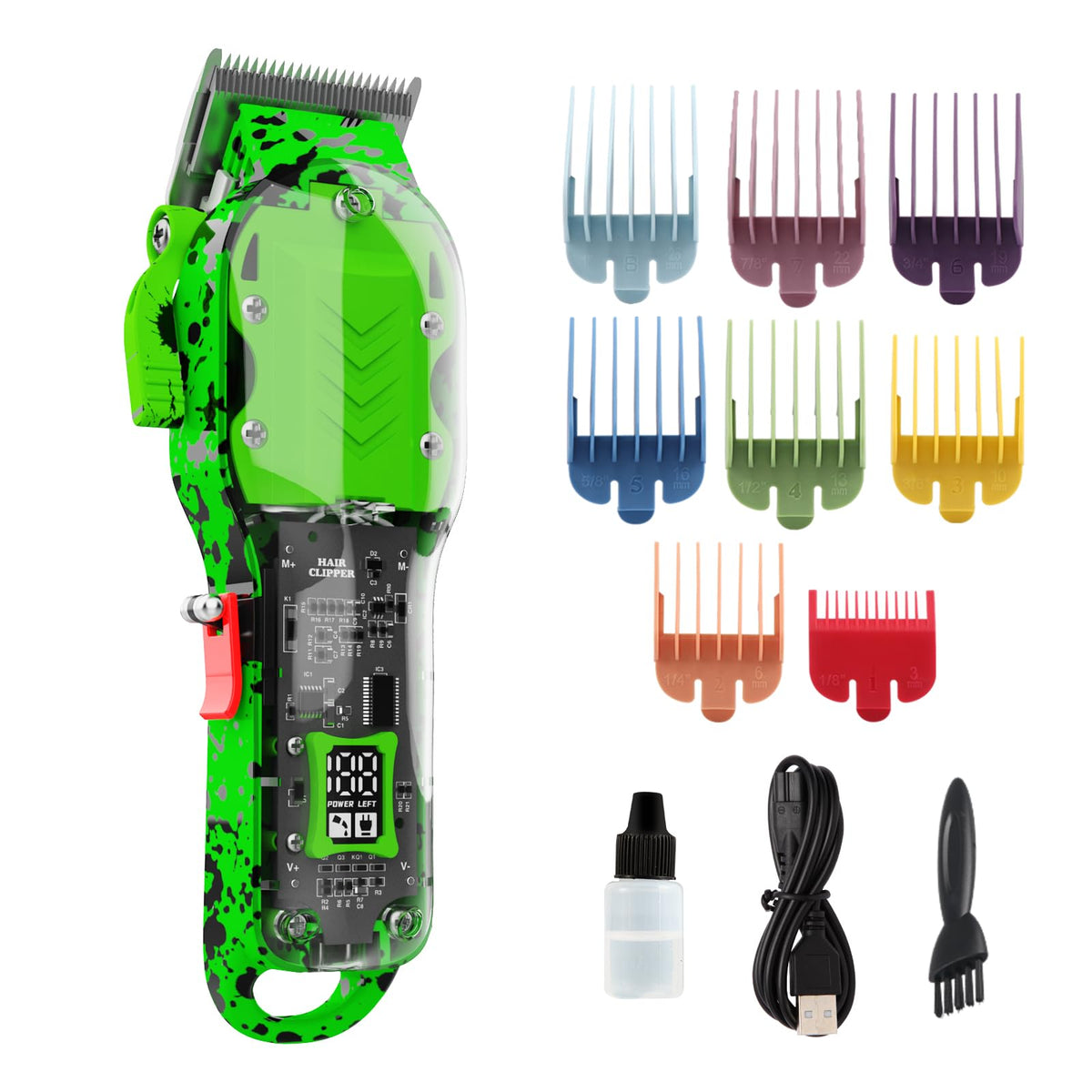Tuanchuanrp Professional Hair Clippers, Hair Clippers Set for Barber Haircut with LED Display(Yellow)