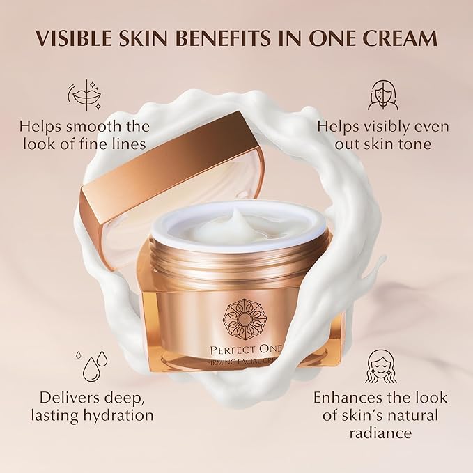 PERFECT ONE Firming Face Cream – Anti-Aging Collagen Moisturizer with Hyaluronic Acid, Niacinamide, and Squalane for firmer, brighter hydrated skin – All-in-One Skin Tightening Facial & Eye Cream, 50g