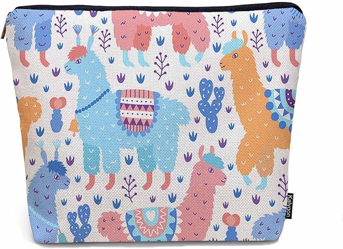 Kalygon Makeup Bag For Purse Llama, Cartoon Llama Alpaca Cactus Cosmetic Bags For Women With Zipper Travel Toiletry Pouch Makeup Bags Makeup Organizers Purse For Toiletries Cosmetics