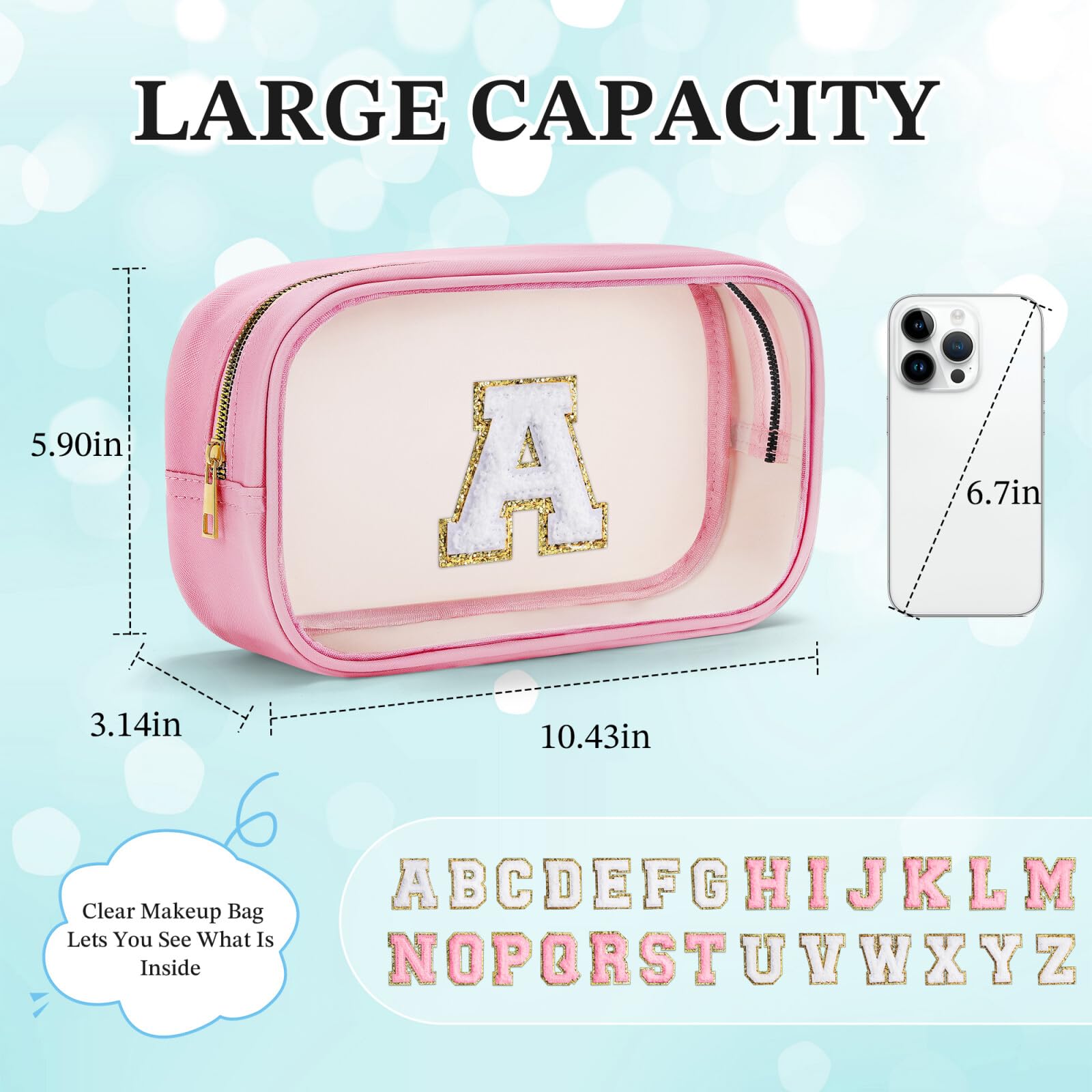 YOOLIFE Birthday Gifts for Girl Kids Gifts for Mom Women Travel Makeup Bag Pouch Beach Bags Clear Makeup Bags Cosmetic Bag Birthday Gift for 6 7 8 9 10 11 12 Year Old Girls Pink K