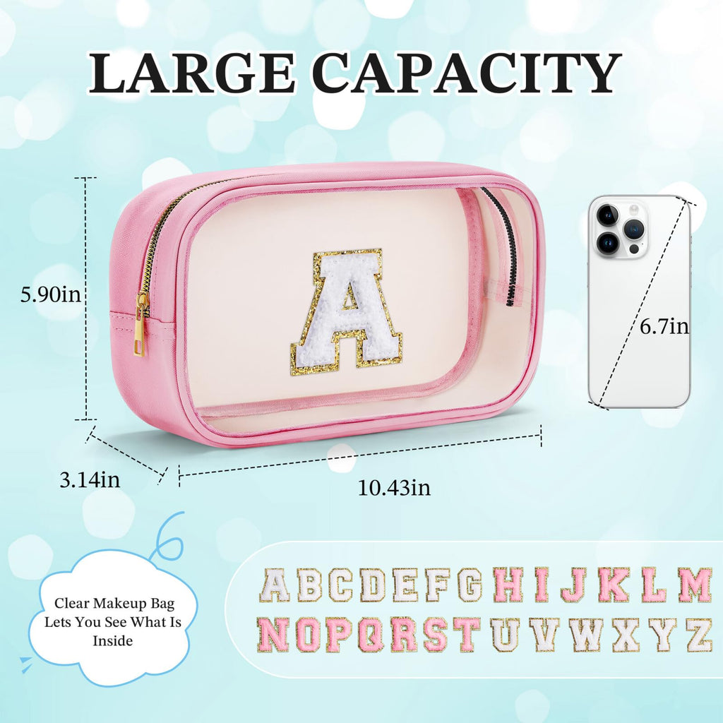YOOLIFE Birthday Gift for Kids | Travel Makeup Bag for Girls | Pink Makeup Bag | Cosmetic Bags Gift for 7 8 9 10 11 12 Year Old Girls | Birthday Gifts Graduation Gifts Preppy Stuff Initial L