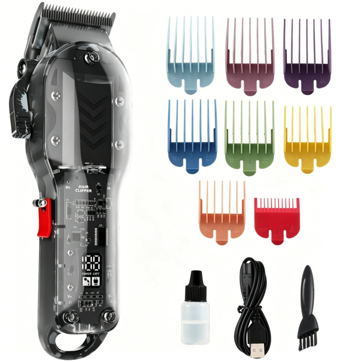 Tuanchuanrp Professional Hair Clippers, Hair Clippers Set for Barber Haircut with LED Display(Yellow)