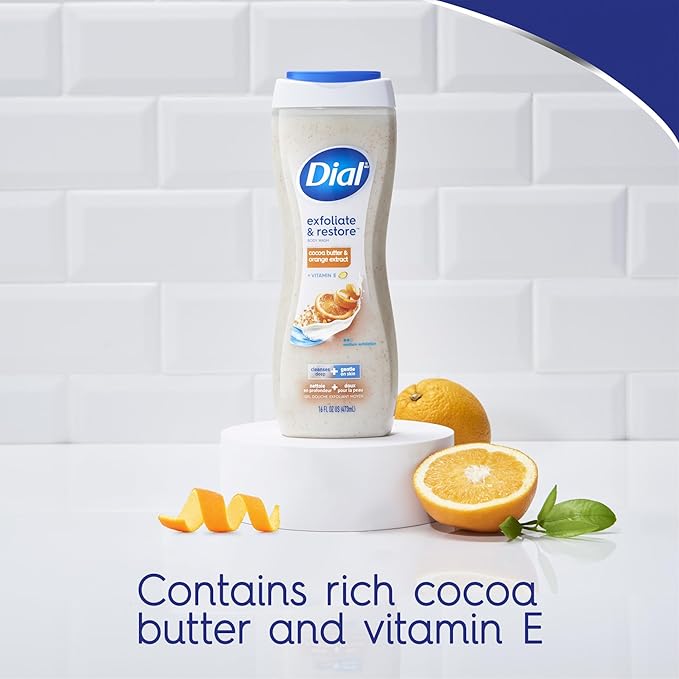 Dial Body Wash, Orange Peel & Cocoa Butter, Vitamin E, 16 Fl Oz, 4 Count