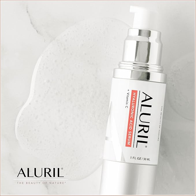 ALURIL Hyaluronic Acid Serum with Vitamin C - Hydrating & Moisturizing Serum to Soothe Plump Face & Tighten Skin, Enhanced with Vitamin E to Diminish Dark Spots, Fine Lines & Signs of Aging, 1 fl oz