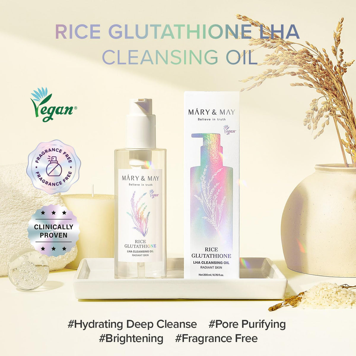 Mary&May Rice Glutathione LHA Cleansing Oil, 6.76 fl.oz
