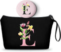 A-Z Personalized Gifts for Women, Initial Make Up Bag with Mirror, E
