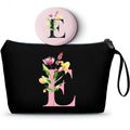 A-Z Personalized Gifts for Women, Initial Make Up Bag with Mirror, E
