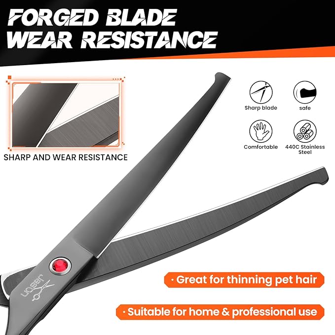 JASON Curved Dog Grooming Scissors - 7" Professional Round Tips Shears