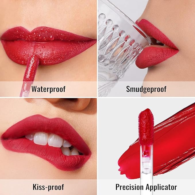 Oulac Red Lipstick Matte for Women, Long Lasting Lipsticks Smudegerproof, Creamy Texture, Waterproof, Non-Stick Cup, Lip Tint Stain with Vitamin E & Rose Oil, Vegan, Cruelty-Free, M01
