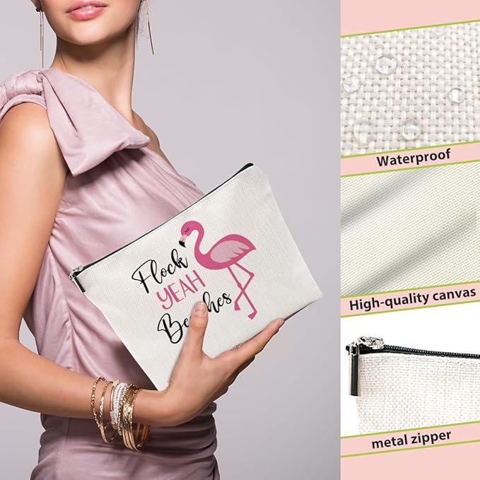 Flamingo Makeup Bag - Animal Lover Summer Cosmetic Bag, Funny Toiletry Bag for Women, Graduation & Birthday Gifts