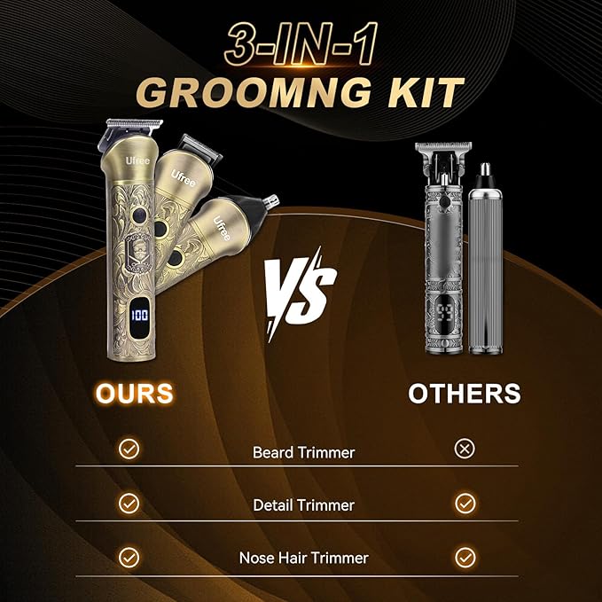Ufree Hair Clippers for Men, Beard Trimmer, Foil Shaver 3-in-1 Grooming Kit