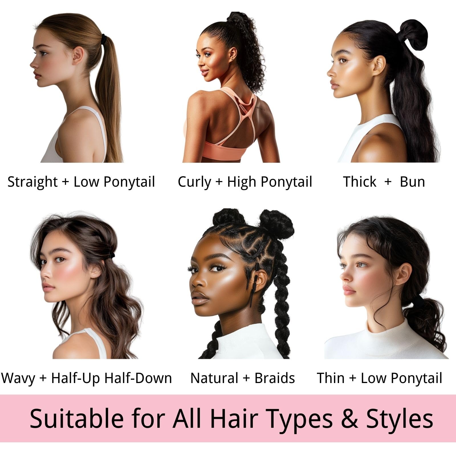 LuSeren 120 Pcs No Damage Thick Hair Ties, Large Soft Seamless Nylon Hair Elastics for Women, Ponytail Holders - Blonde & Brown