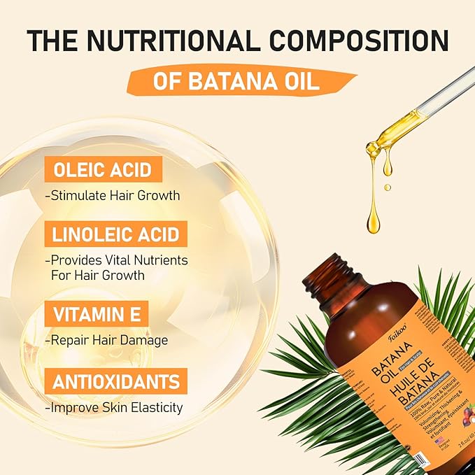 FOIKOO Batana Oil for Hair Growth Dr Sebi Organic, 100% Raw Pure & Natural Botana Oil from Honduras, Deeply Nourishing Scalp for Hair Thicker and Stronger (2 Fl Oz, Pure)
