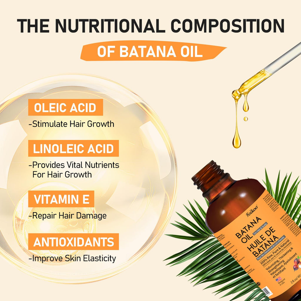 FOIKOO Batana Oil for Hair Growth Dr Sebi Organic, 100% Raw Pure & Natural Botana Oil from Honduras, Deeply Nourishing Scalp for Hair Thicker and Stronger (2 Fl Oz, Pure)